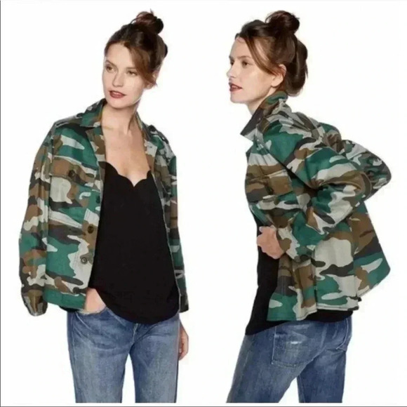 J. Crew Mercantile Camouflage Utility Jacket Sz XS - Picture 1 of 9
